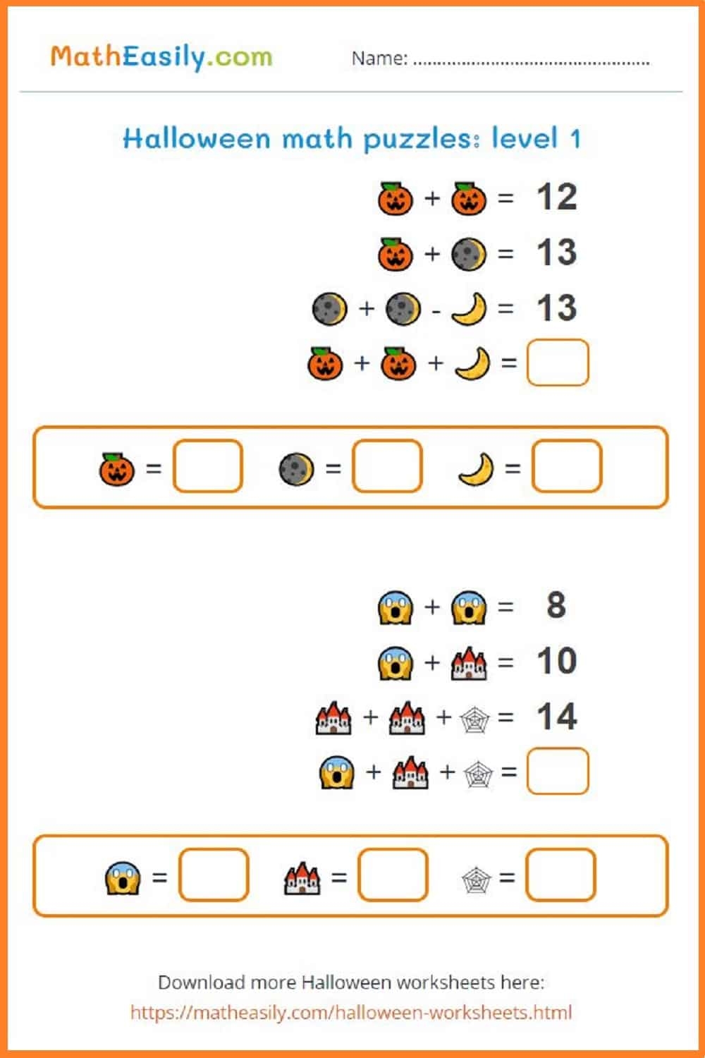 Halloween Math Free Printable Worksheets