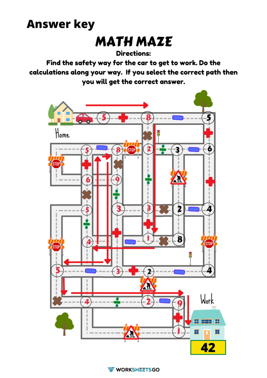 Multiplication Math Maze Worksheets