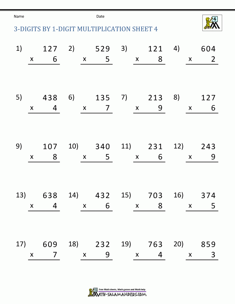 Math Multiplication Worksheets 4th Grade Math Multiplication Worksheets 4th Grade