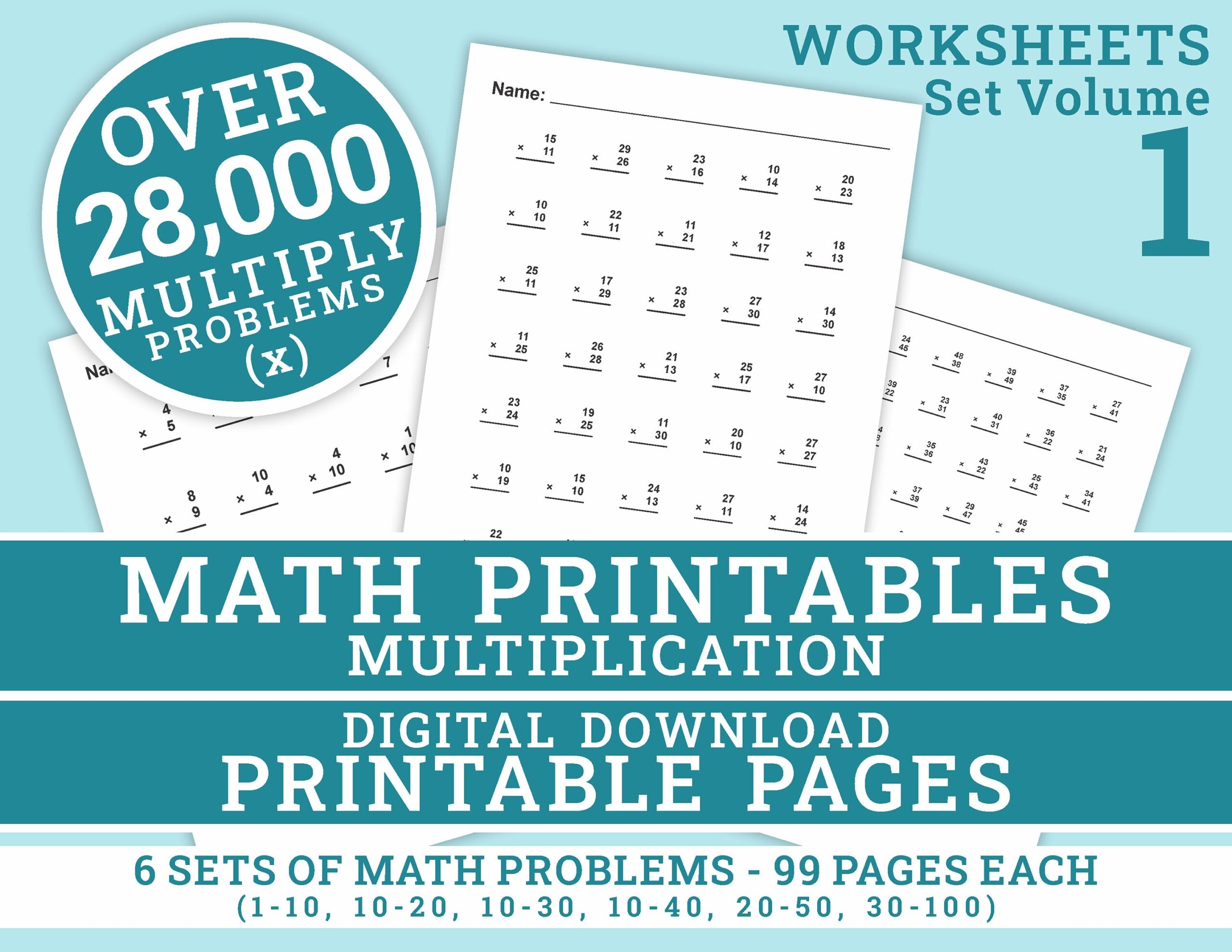 Math Printable Worksheets Multiply Volume 1 6 Sets Of 