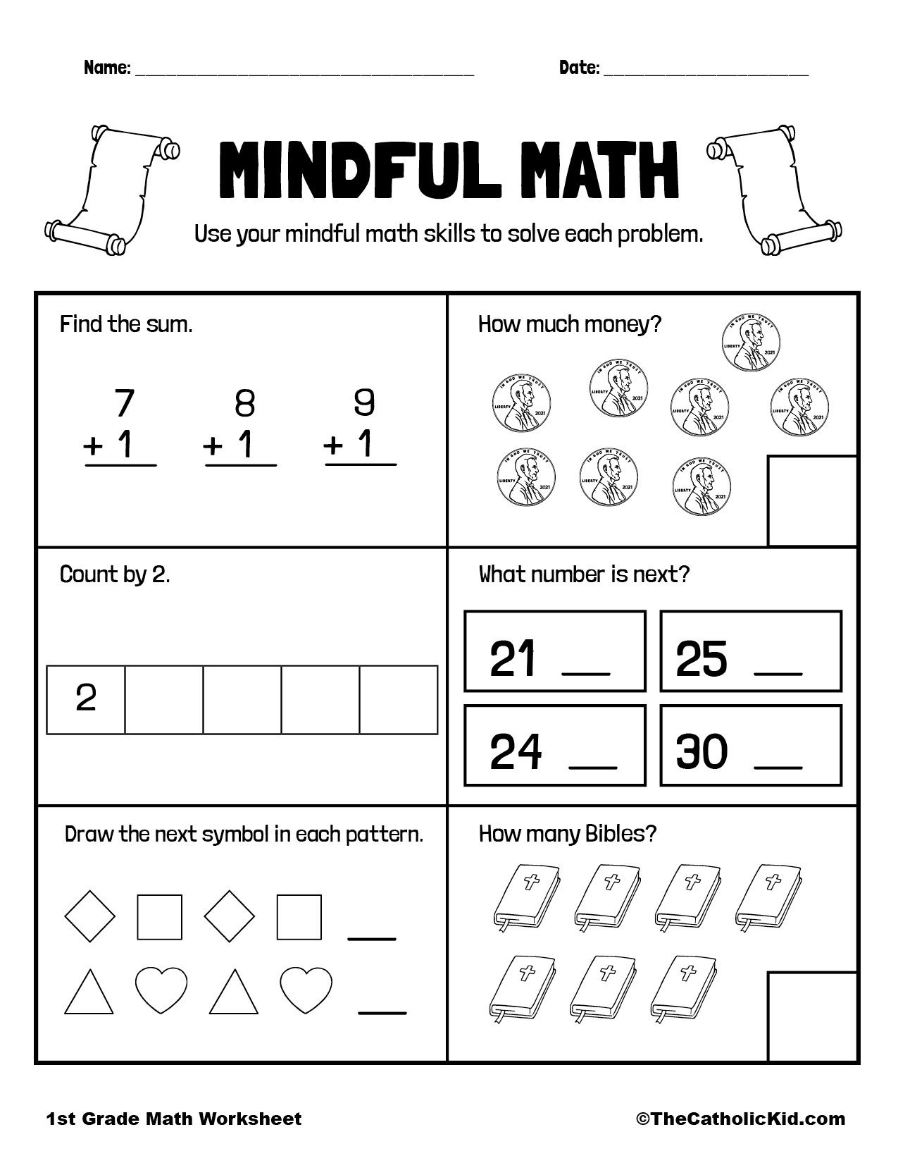 Math Review Printable 1st Grade Math Worksheet Catholic Math Review Printable 1st Grade Math Worksheet Catholic
