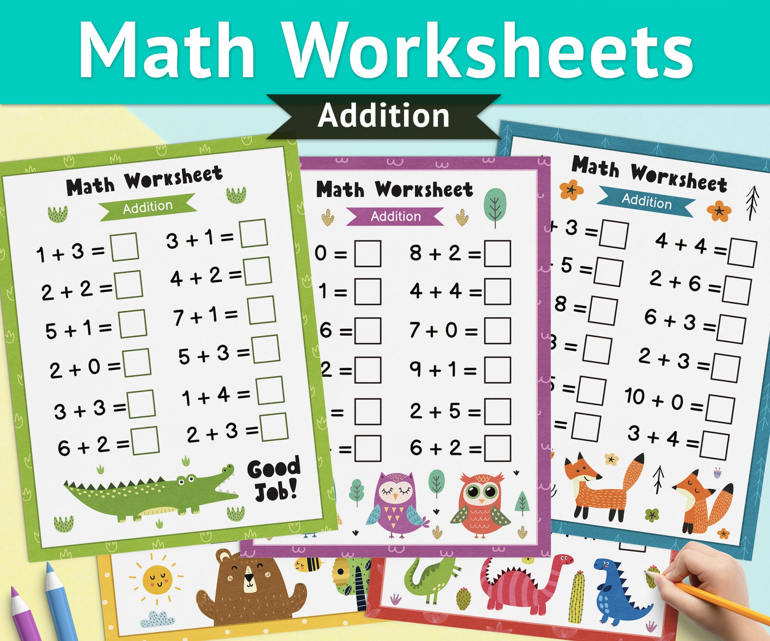 Math Worksheets 5 Printable PDF Pages Preschool Worksheets For Kids Math Book For Kindergarten Addition 1st 2nd Grade Maths Exercises Etsy