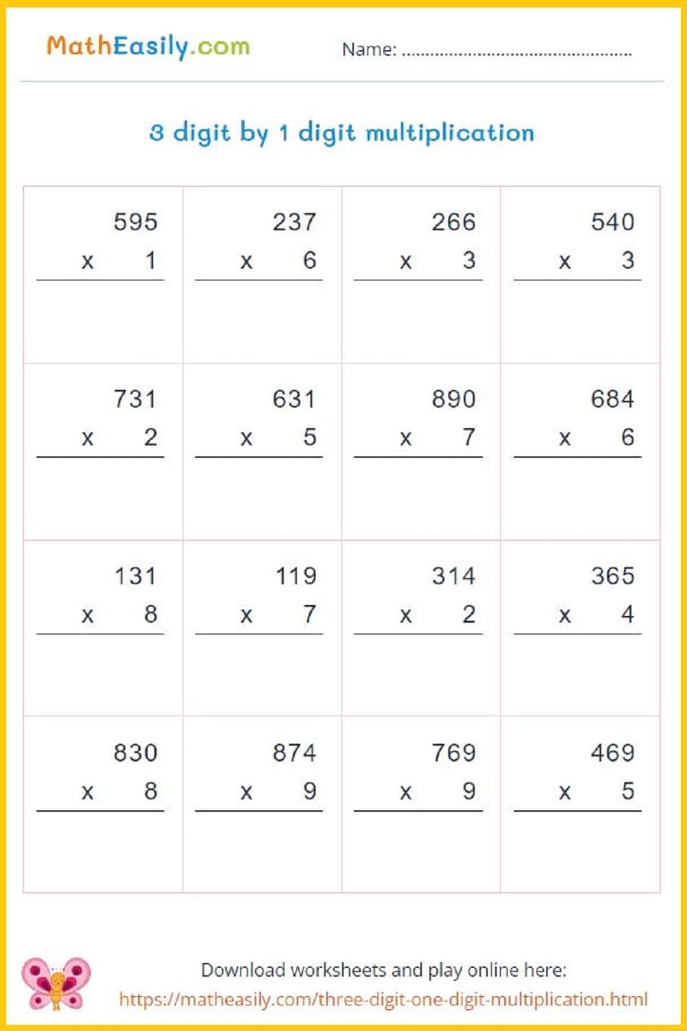 Free Multiplication Worksheets For Kindergarten