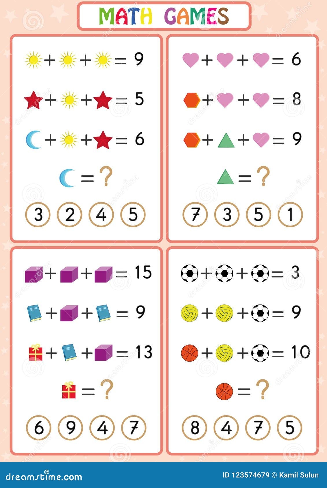 Mathematics Educational Game For Kids Fun Worksheets For Children Children Are Learning To Solve Problems Stock Vector Illustration Of Child Calculation 123574679