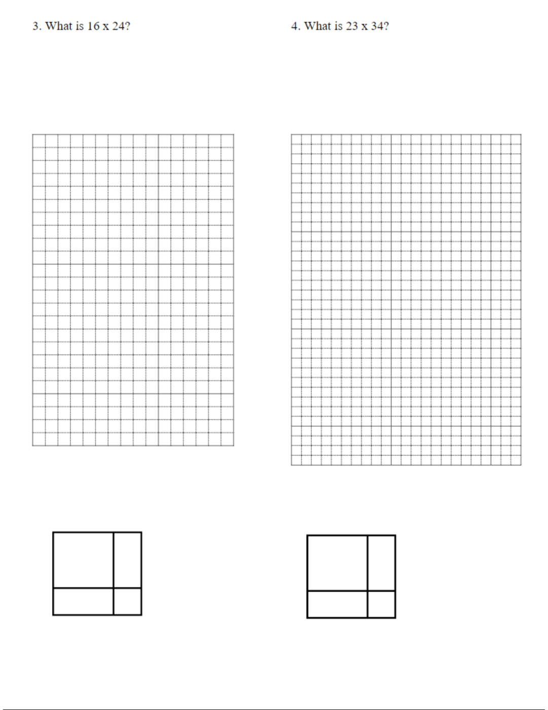 MathFactLab 2 Digit By 2 Digit Multiplication Worksheet With Area Models Free Pdf