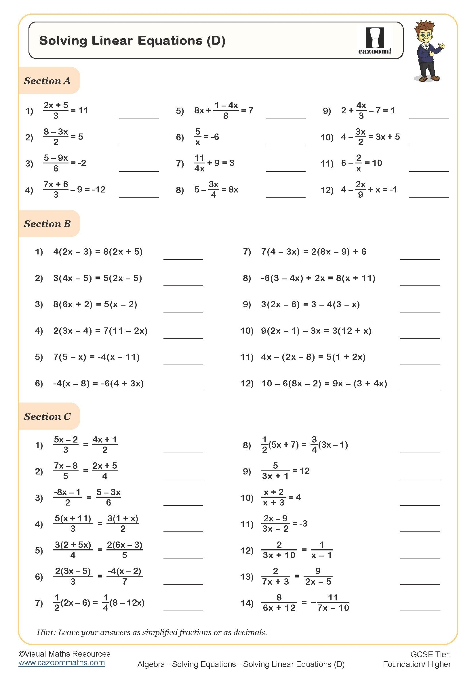 Free Printable Year 10 Maths Worksheets