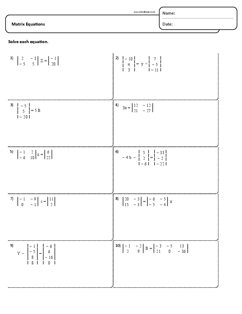 Free Printable Math Worksheets Kuta Software