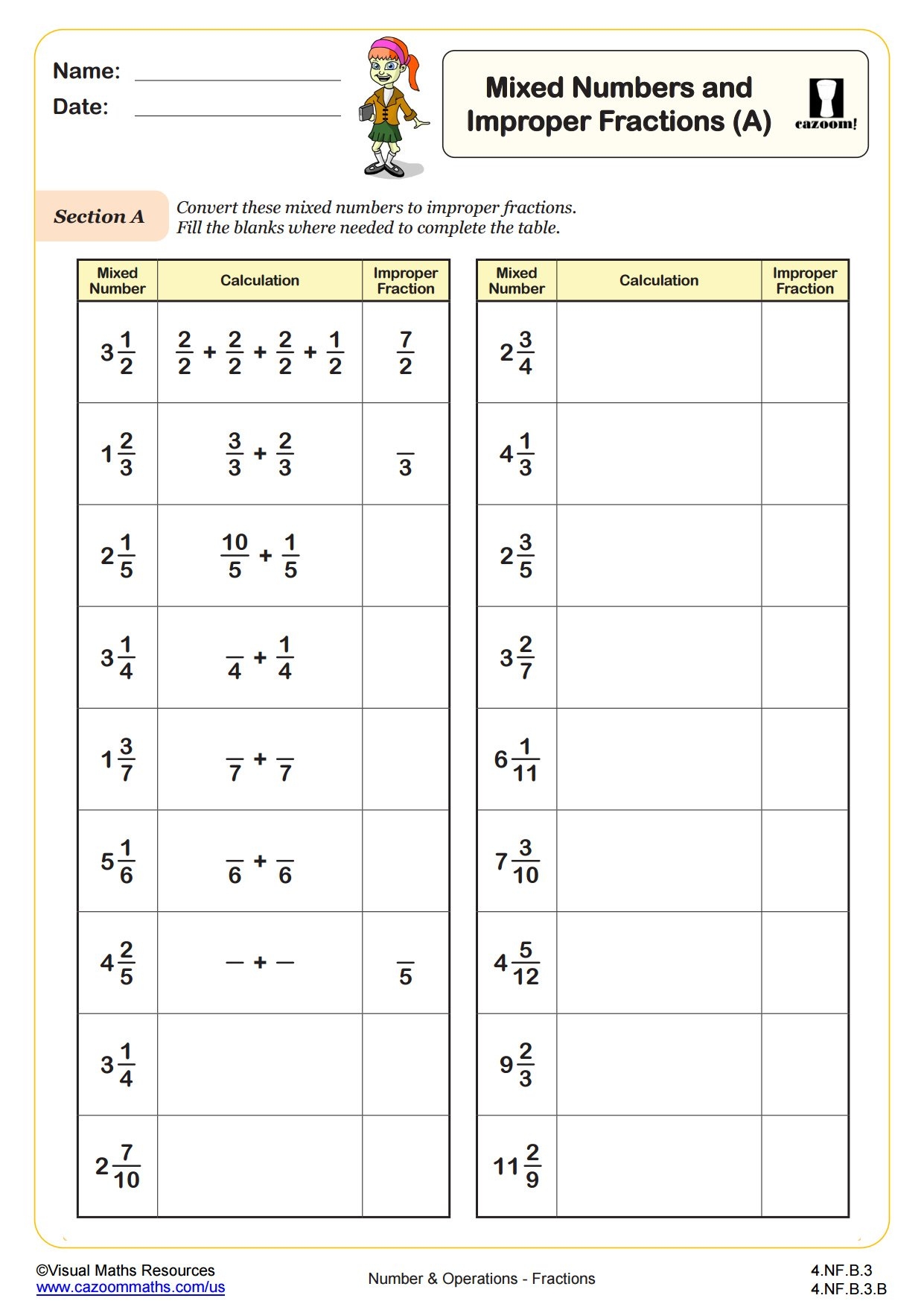 Mixed Numbers U0026 Improper Fractions A Fun And Engaging 4th Grade PDF Worksheets