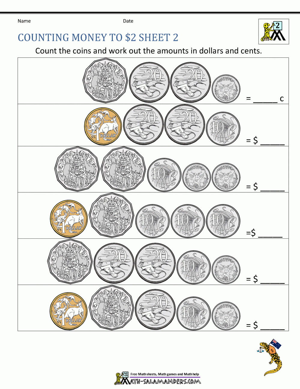 Money Worksheets Australia
