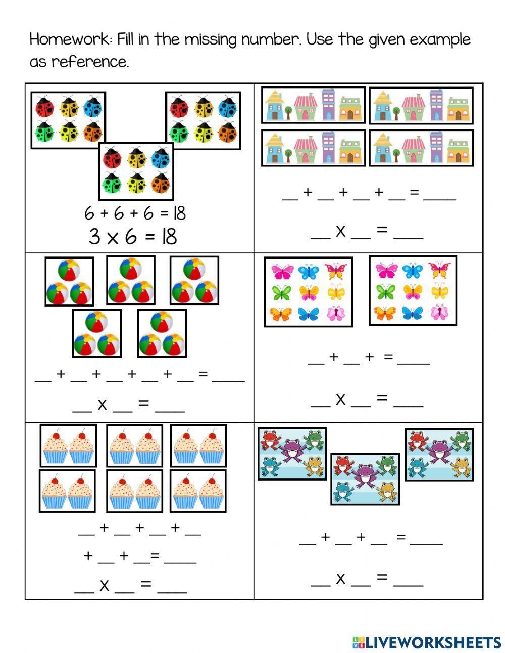 Multiplication As Repeated Addition Worksheet For 2nd 3rd Grade 