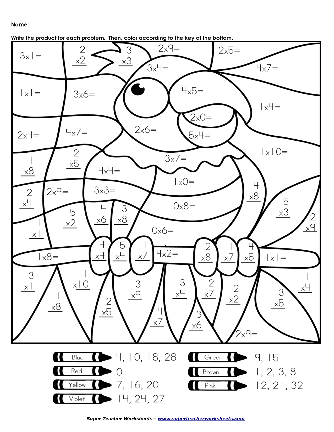 Multiplication Color By Number Free Printables Worksheets Library