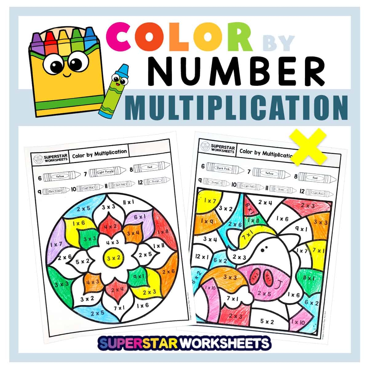 Multiplication Color By Number Superstar Worksheets Multiplication Color By Number Superstar Worksheets