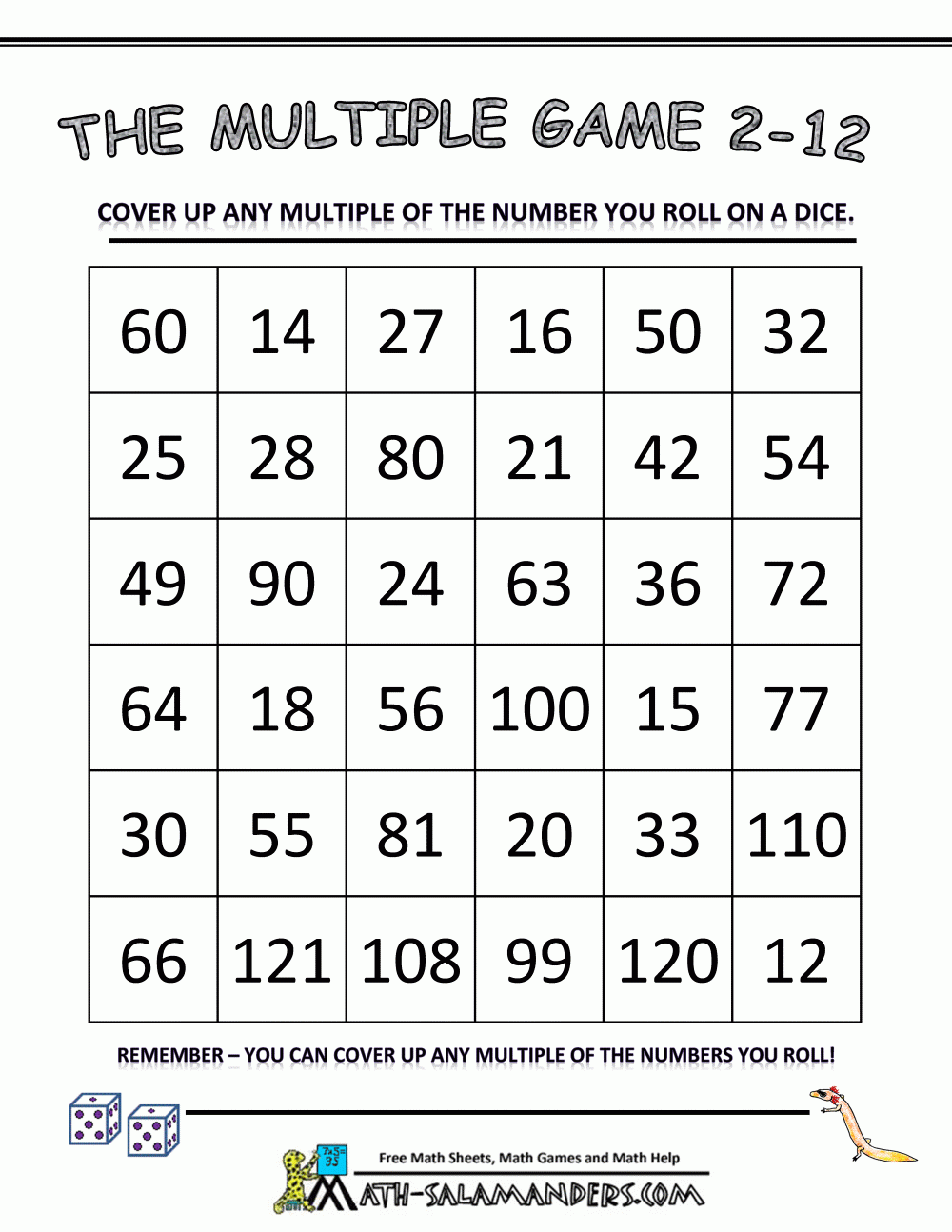 Free Printable Multiplication Games Worksheets Free Printable Multiplication Games Worksheets