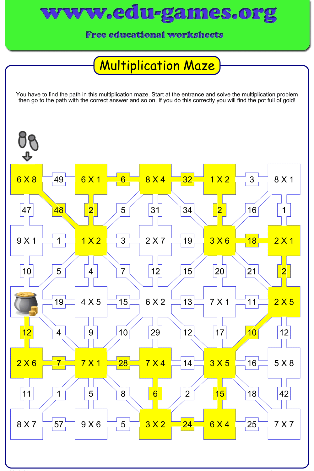 Multiplication Maze Maker Free Worksheets On Edu games Worksheets Library