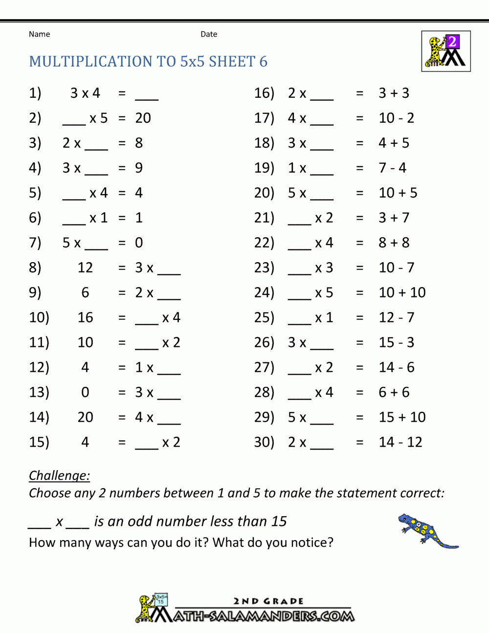 5th Grade Math Multiplication Worksheets