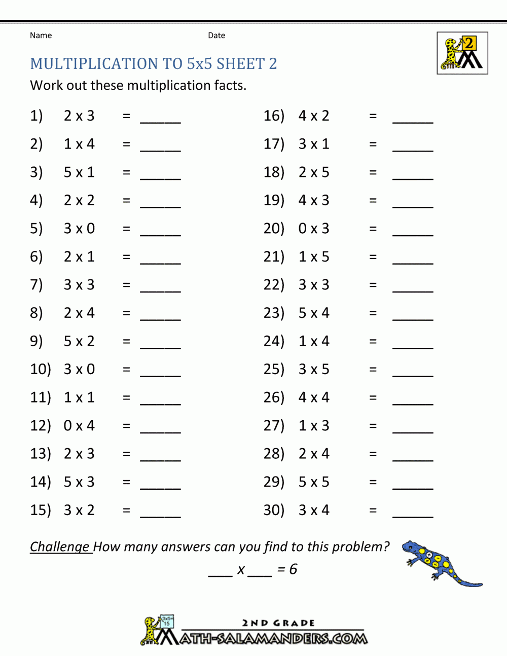 Multiplication Practice Worksheets To 5x5 Multiplication Practice Worksheets To 5x5