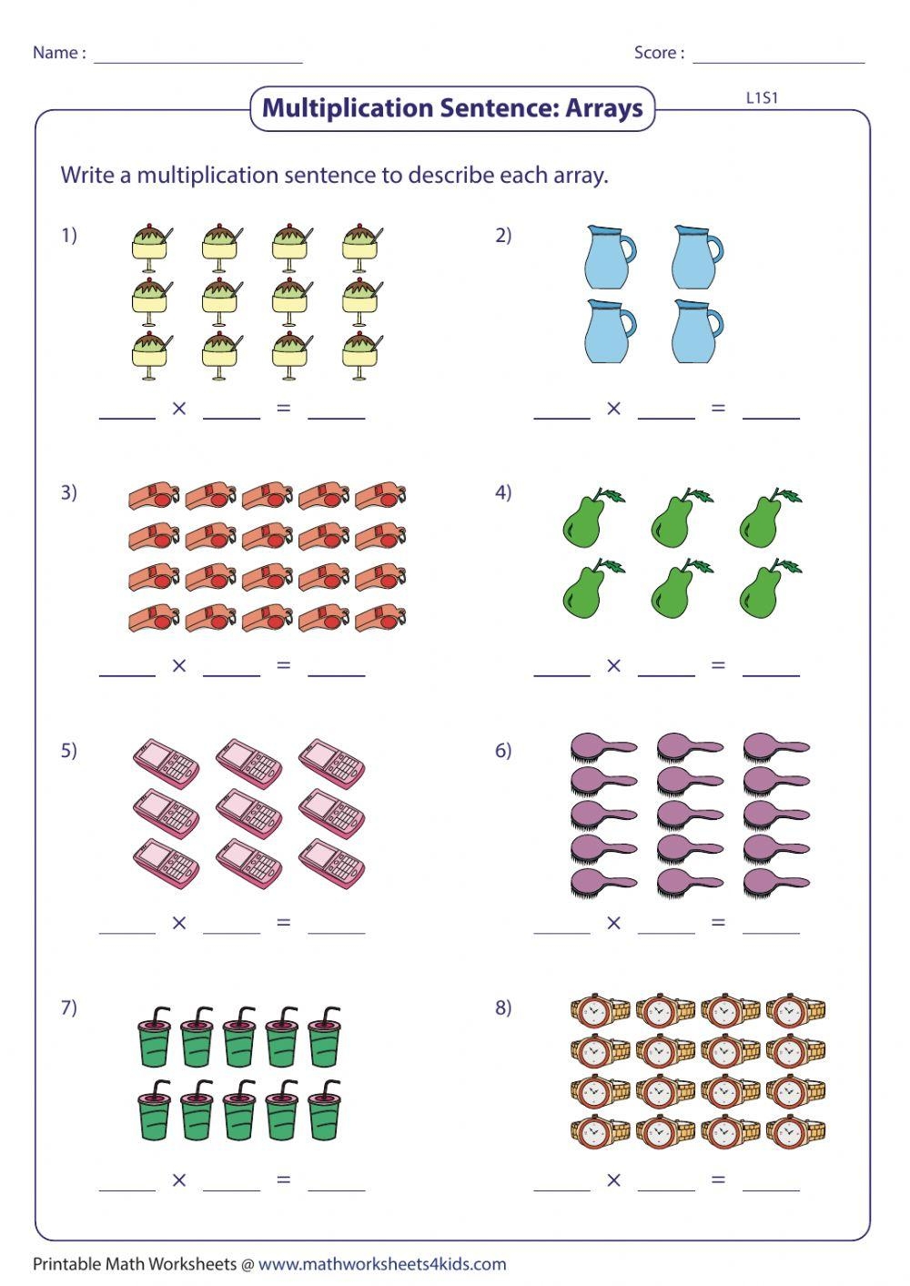 Multiplication Using Arrays Worksheet Live Worksheets 
