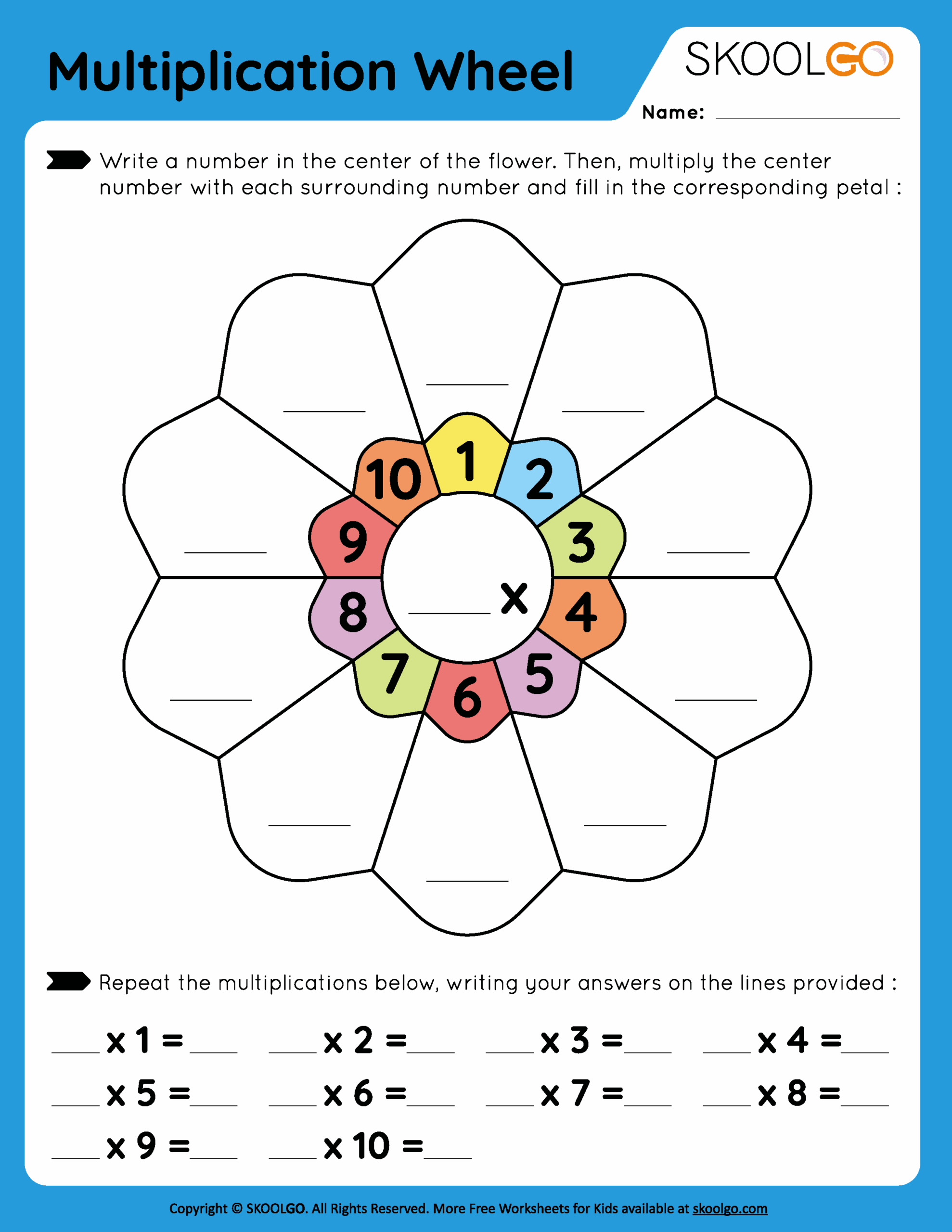 Multiplication Wheel Free Worksheet For Kids SKOOLGO