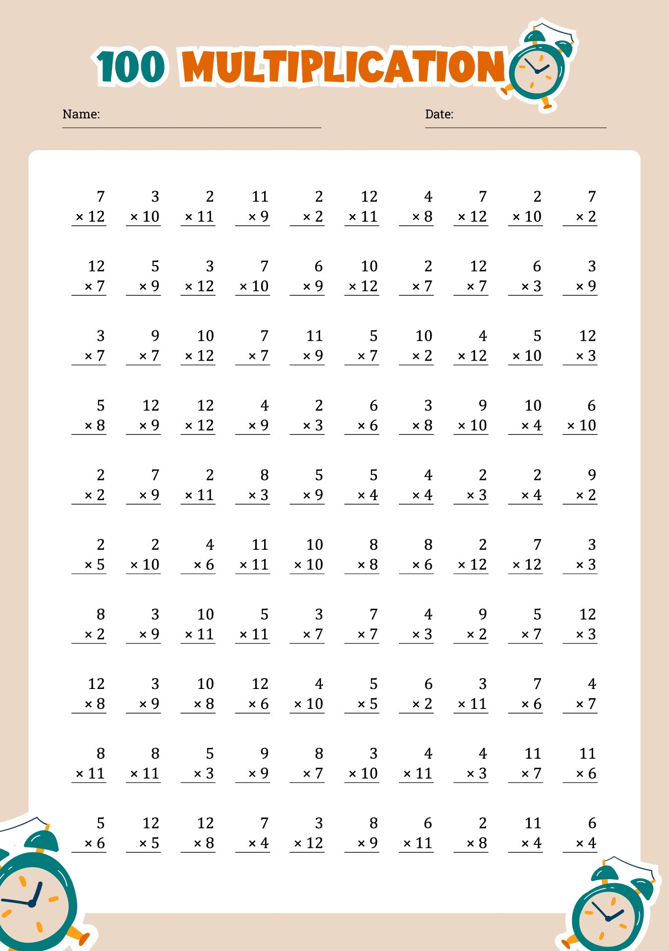 Multiplication Worksheets 2 Digit By 1 Digit Math Drills DIY Worksheets Library