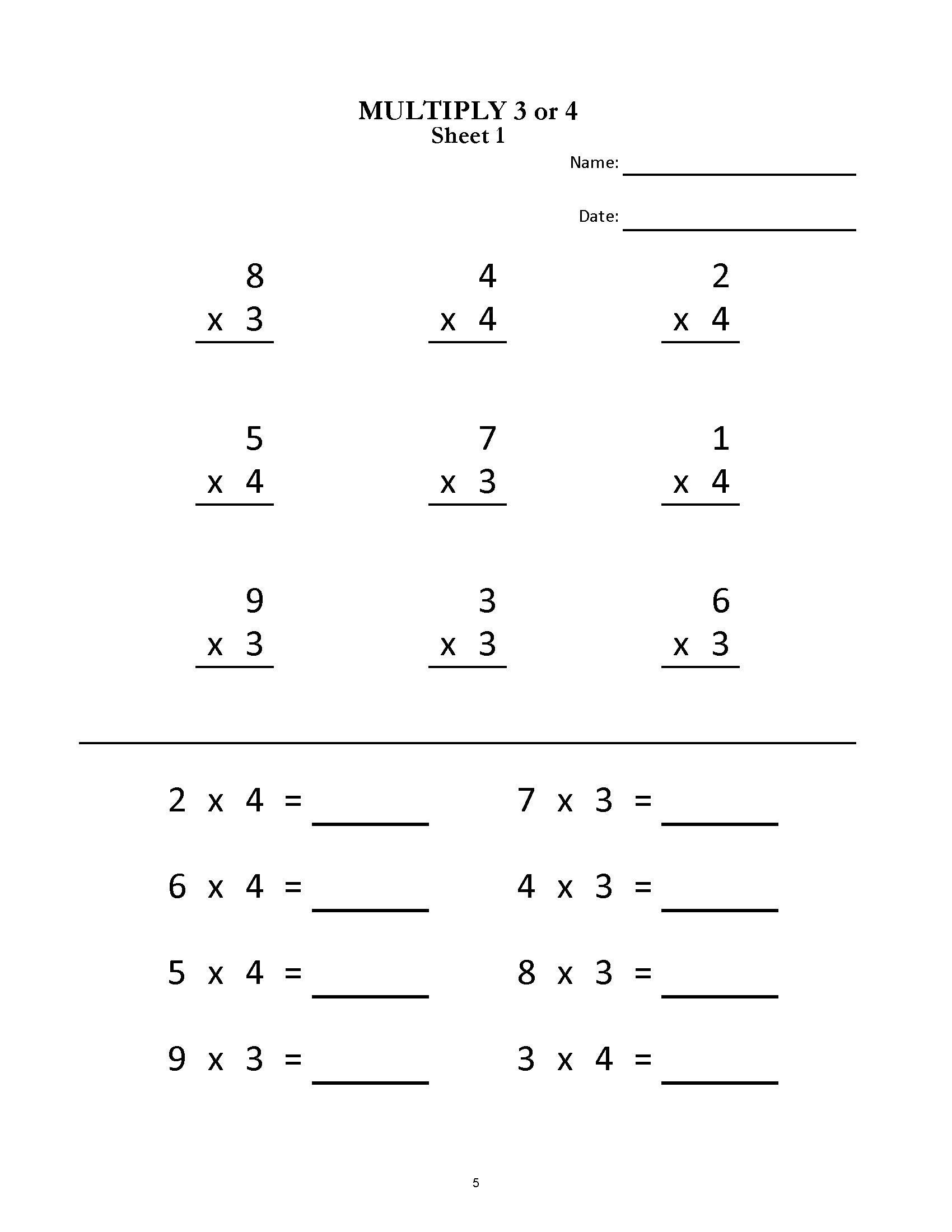 Multiplication Worksheets For Grade 2 U0026 3 20 Sheets Pdf Year 2 