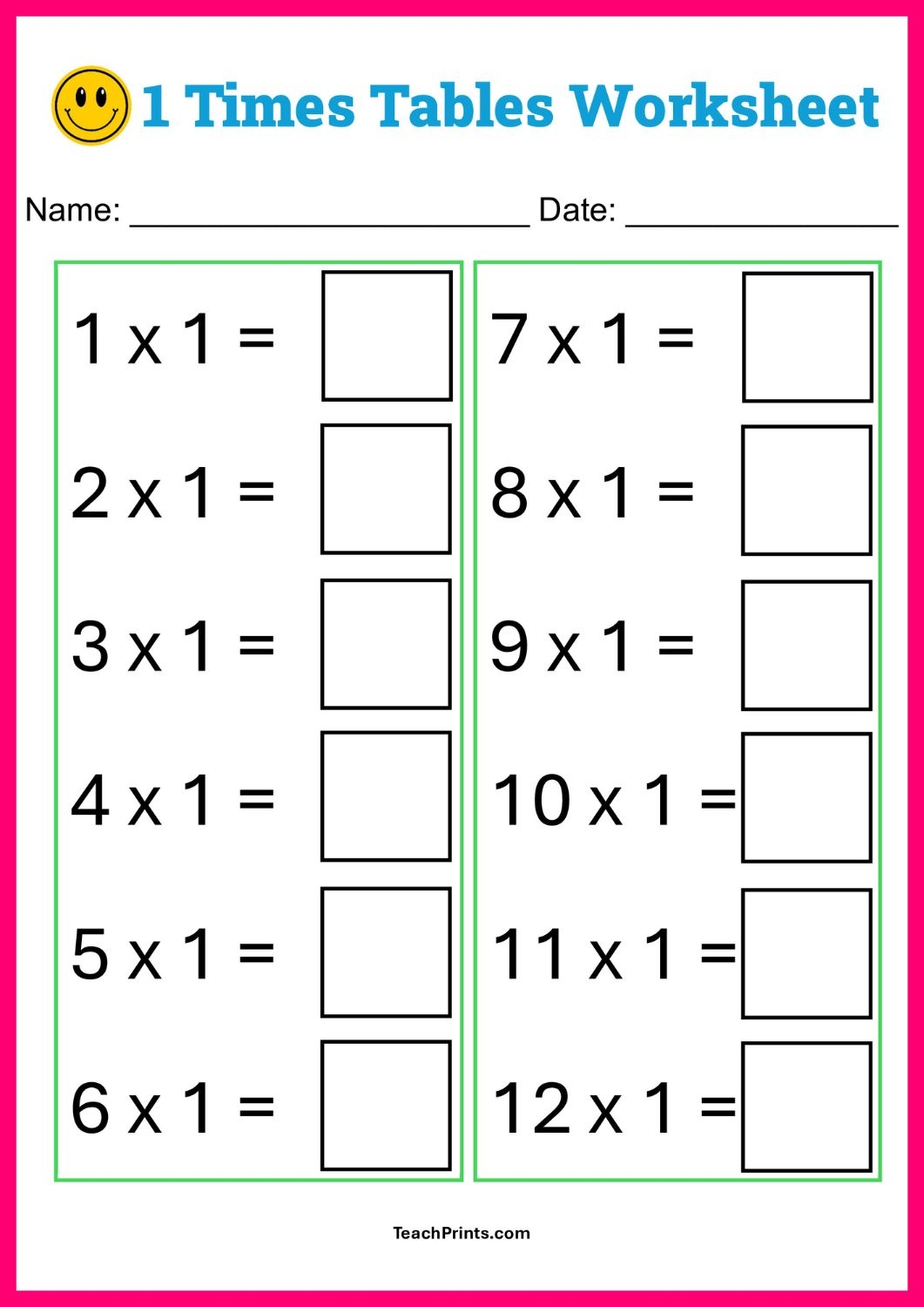 Free Printable Learning Multiplication Worksheets