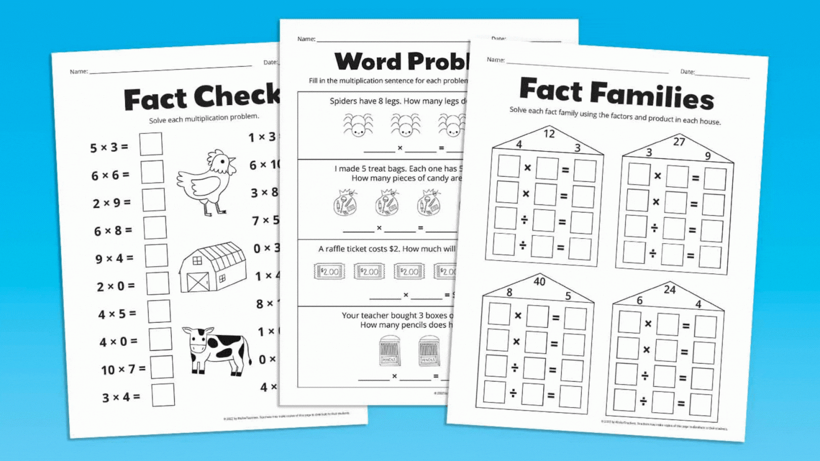 Multiplication Factors Free Printable Worksheets