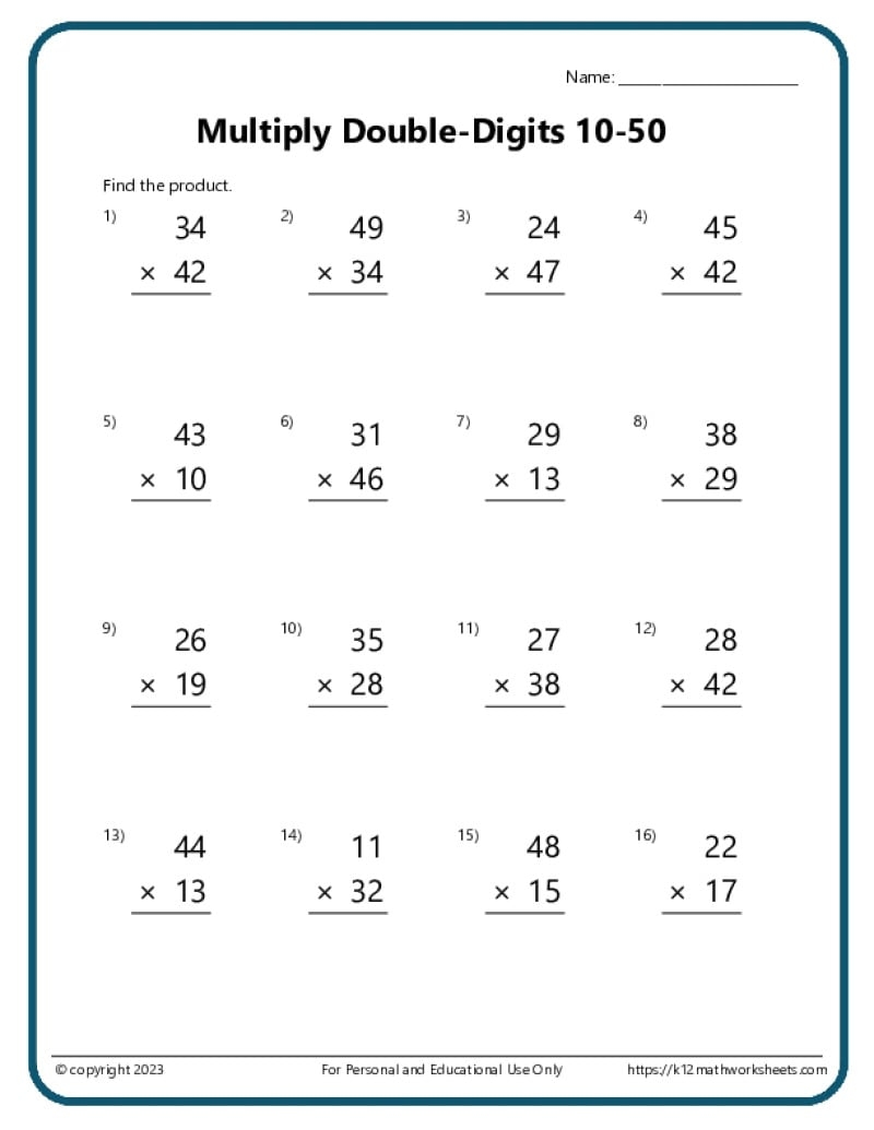 Free Printable Math Worksheets High School
