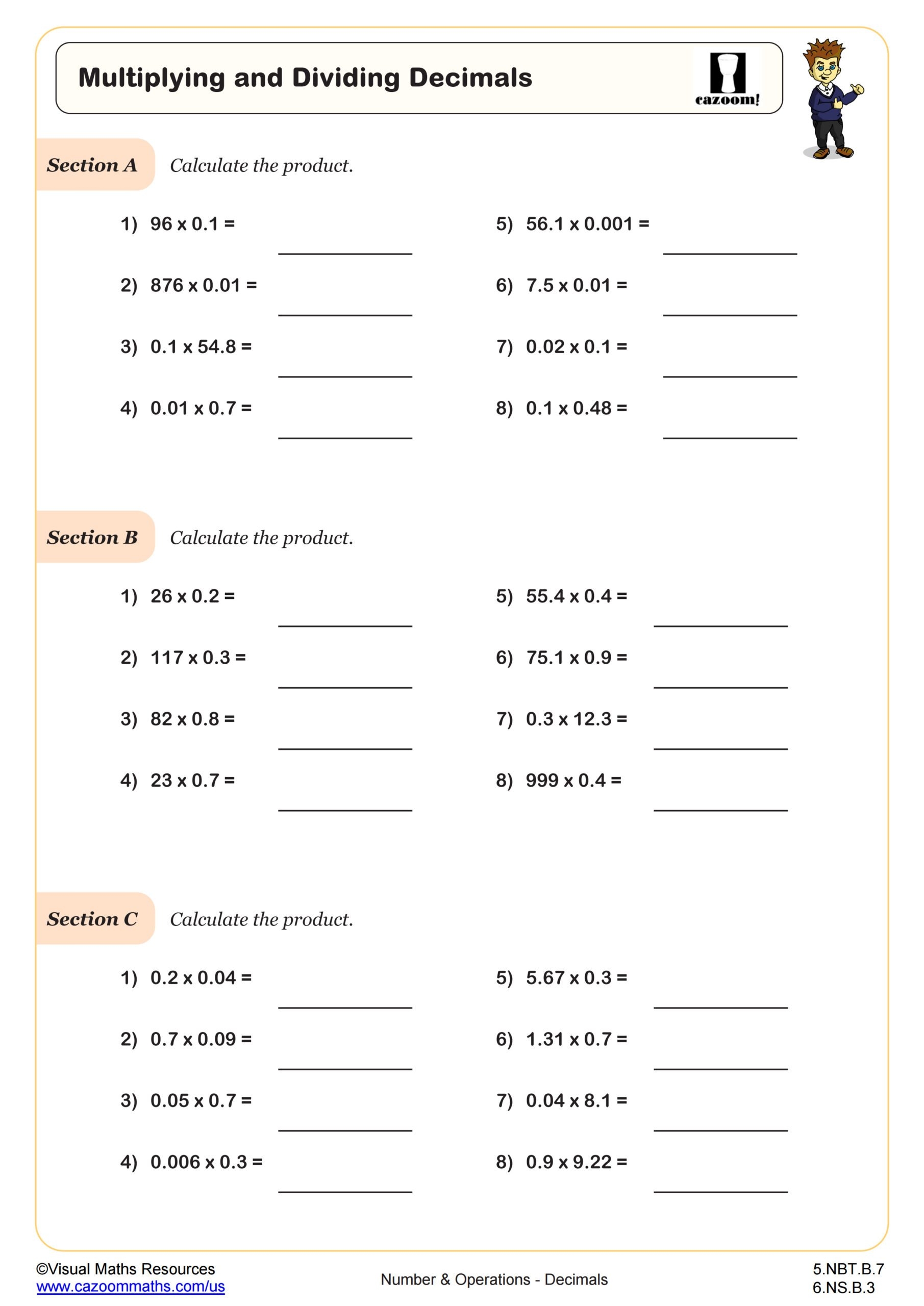 Free Printable Decimal Multiplication Worksheets Free Printable Decimal Multiplication Worksheets