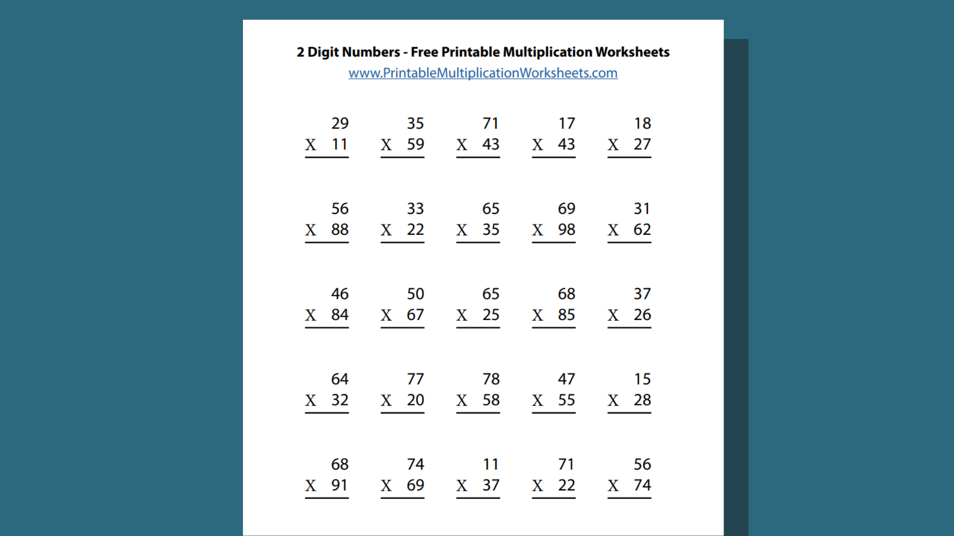 Multiplication Worksheet Printable Free
