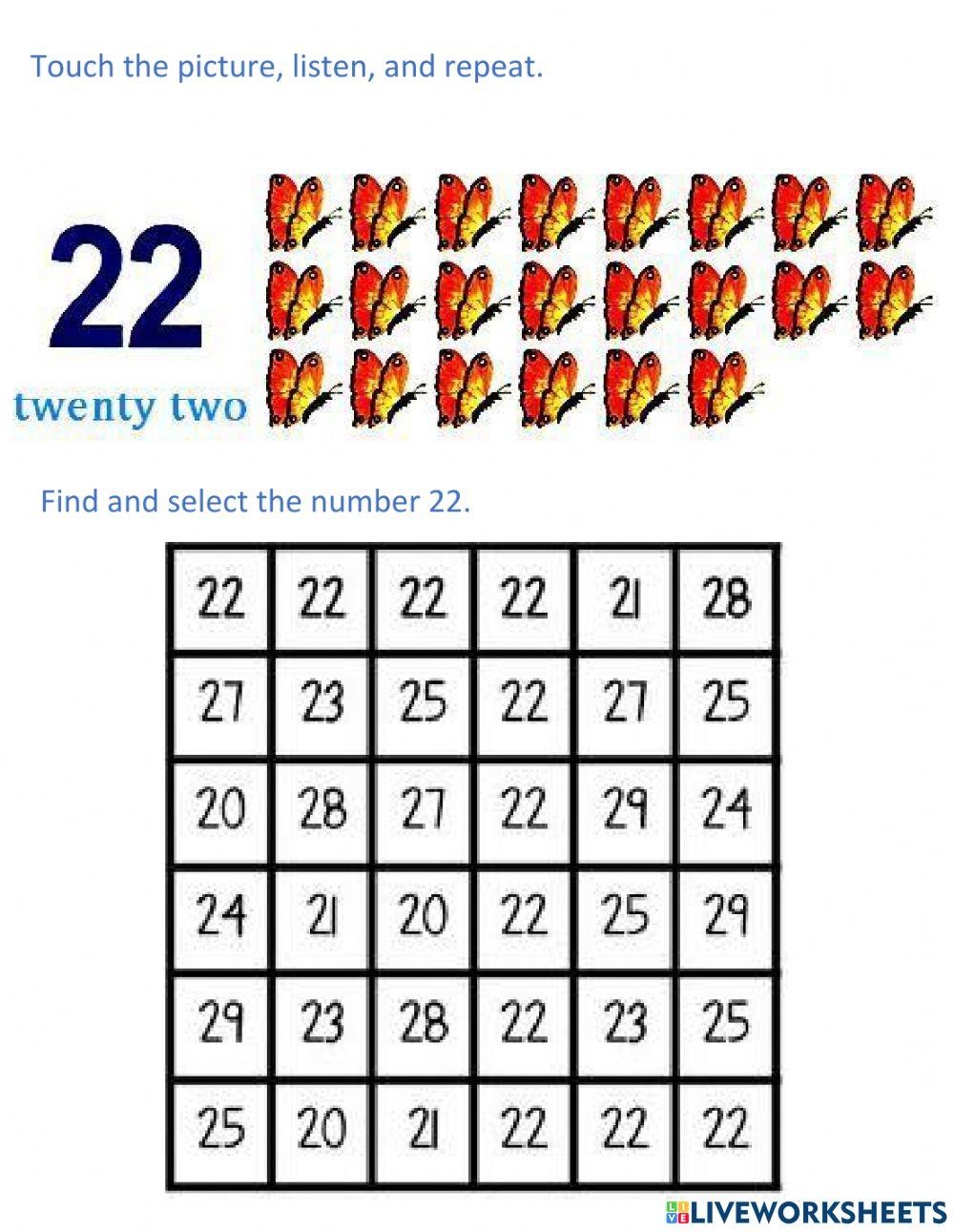 Number 22 Worksheet Live Worksheets Worksheets Library