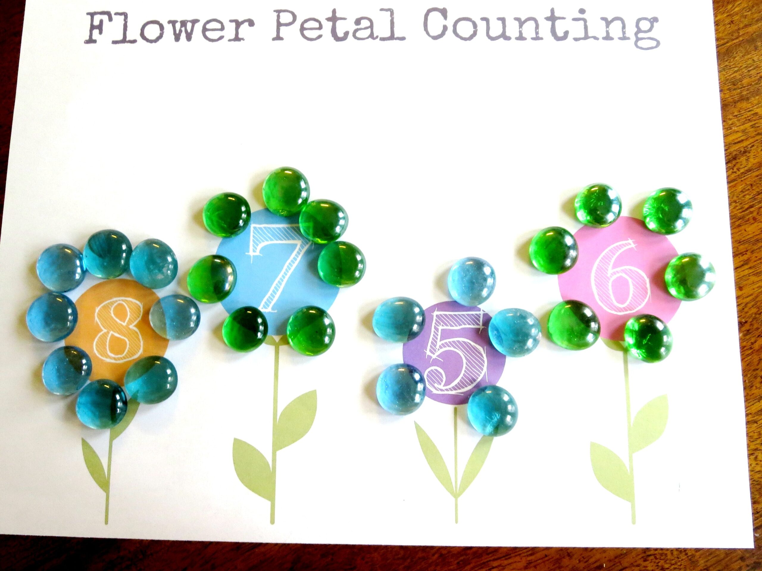 Plant Theme Preschool Math Flower Petal Counting Free Printable 