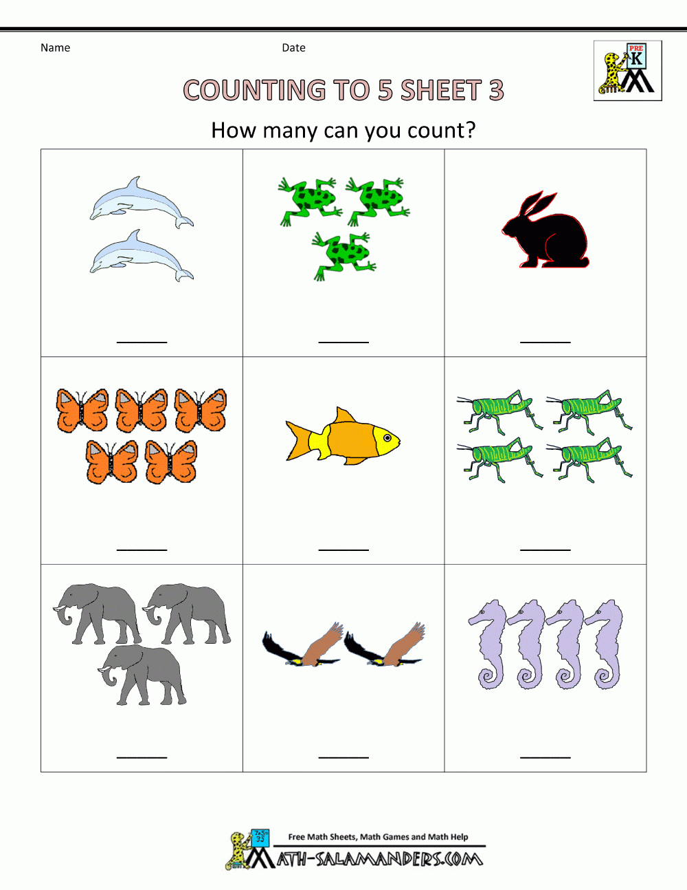 Preschool Math Worksheets Printable Free