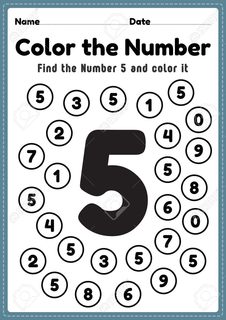 Preschool Math Worksheet Number 5 Coloring Maths Activities For 