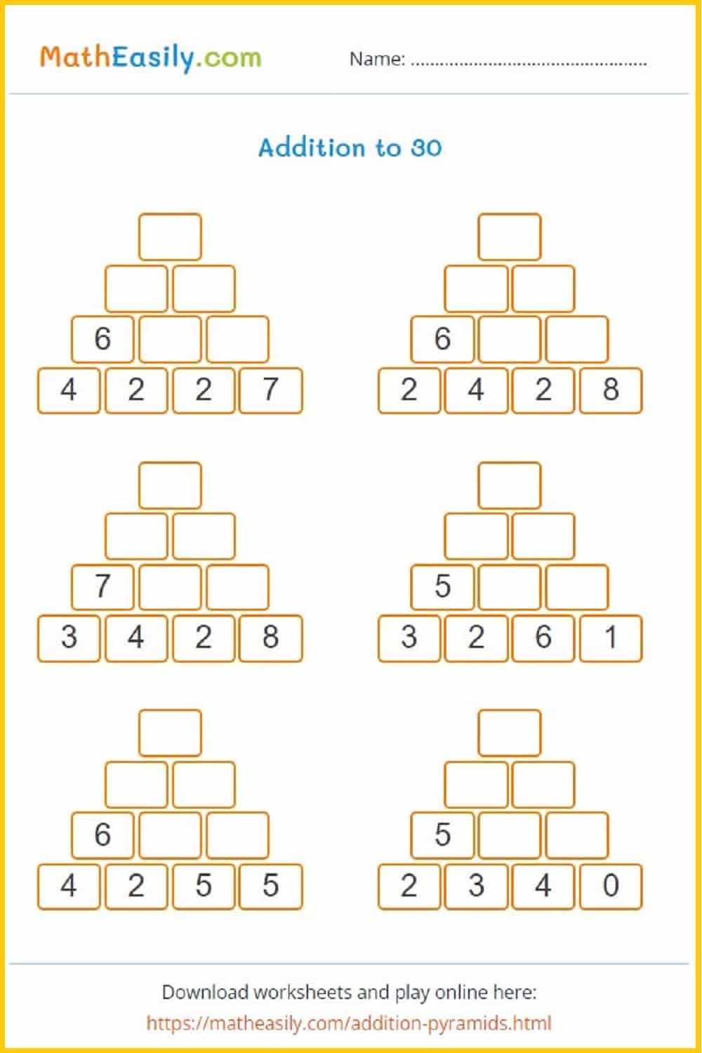 Printable Math Sheet Preschool