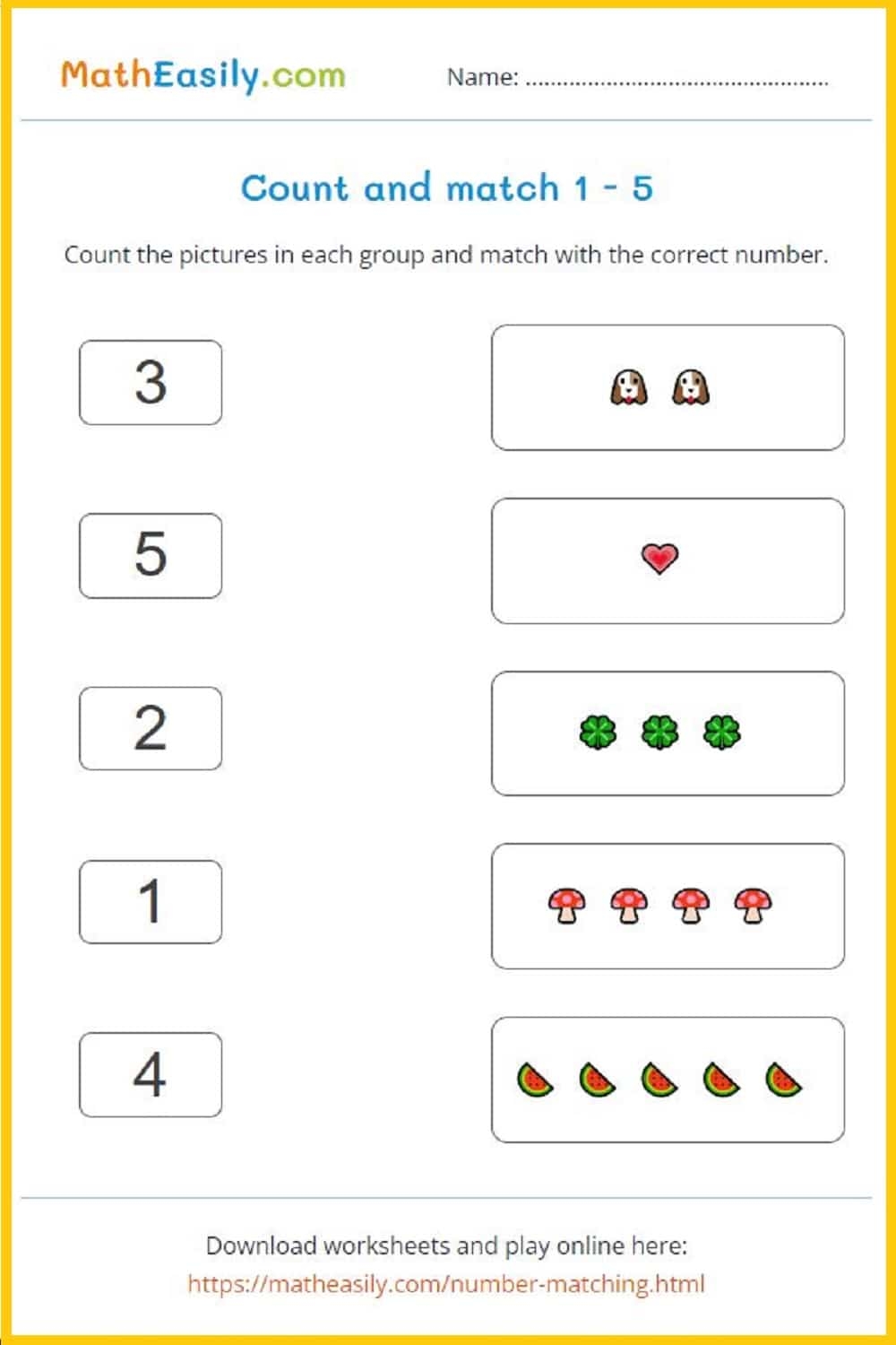 Preschool Kindergarten Math Worksheets