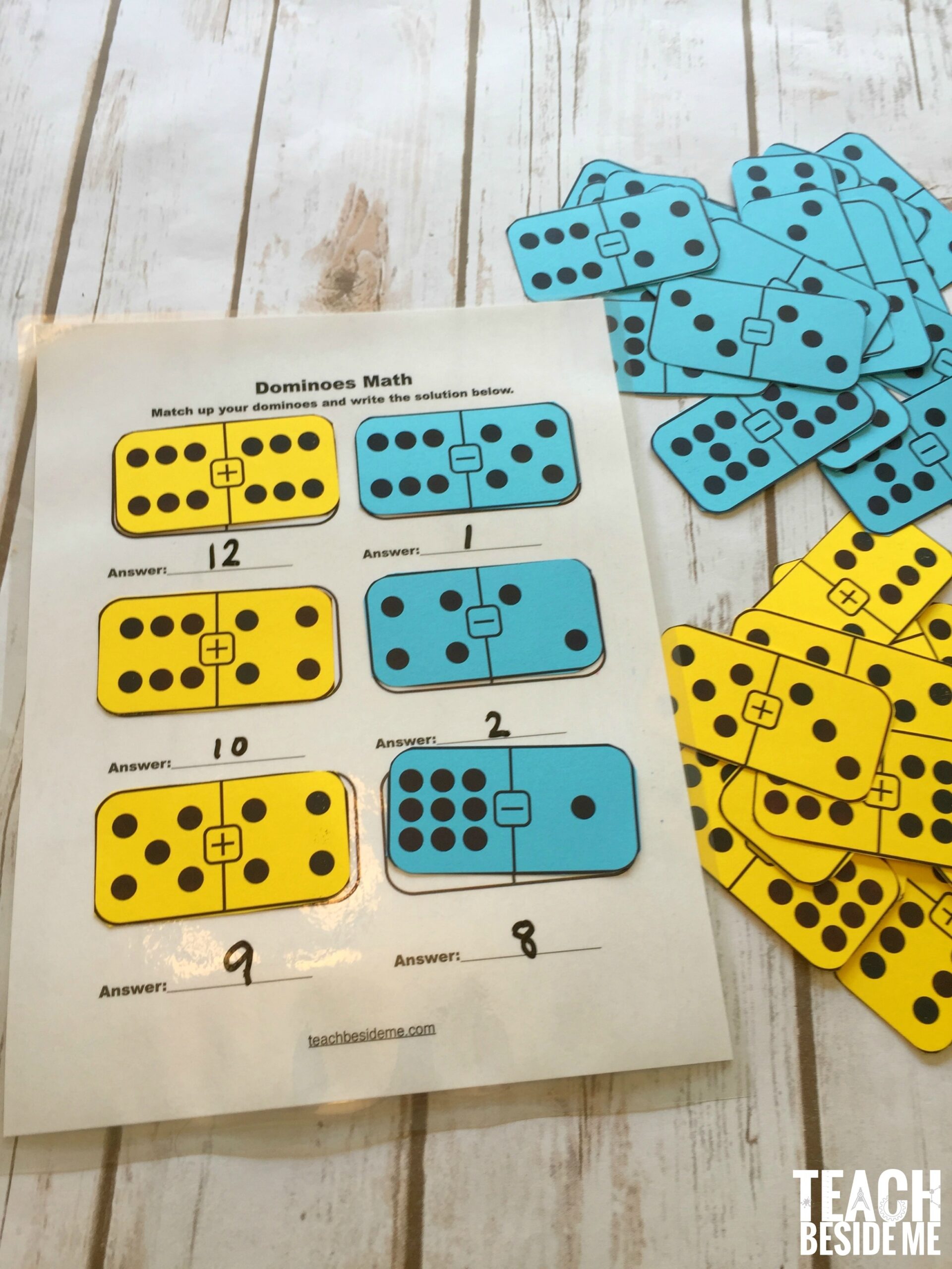 Printable Math Dominoes Addition Subtraction Teach Beside Me