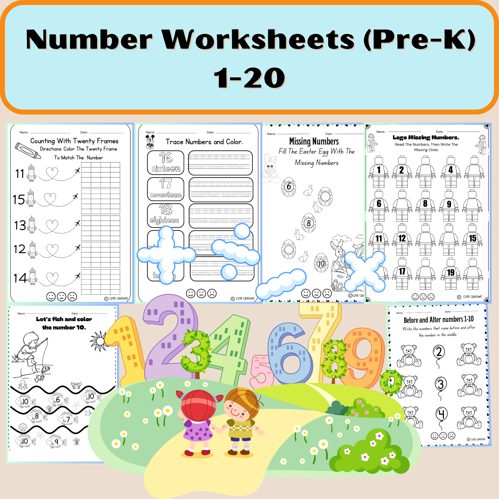 Printable Math Worksheets For Preschool And Kindergarten Numbers 1