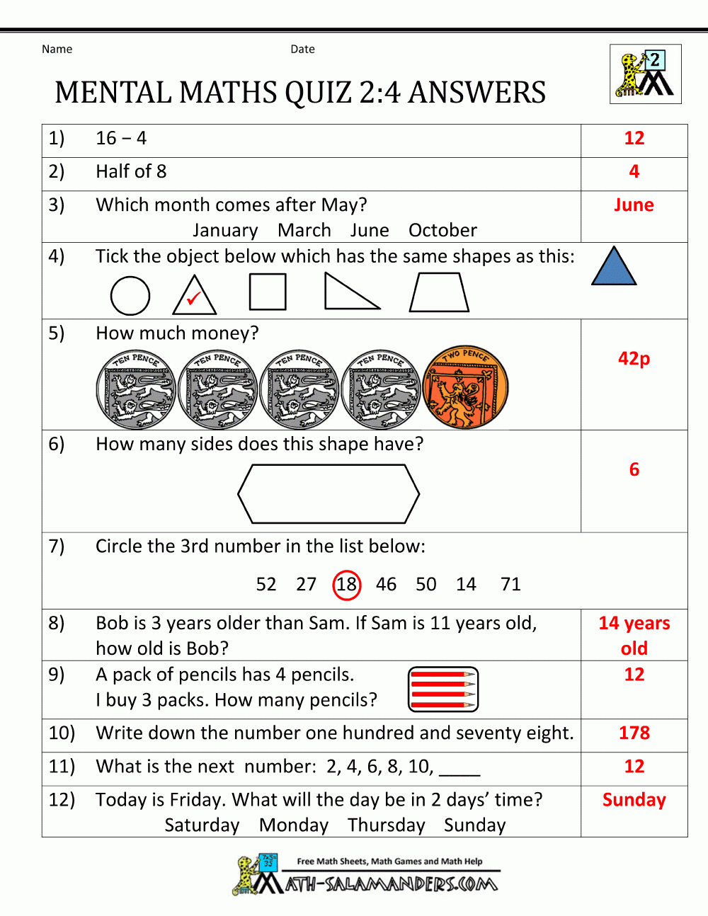 Free Printable Maths Worksheets Year 12
