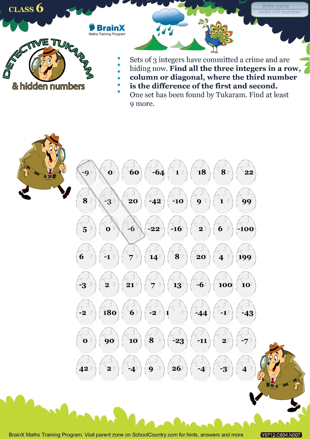 Printable Numbers Math Olympiad Worksheets For Kids Of Grade 6 Detective Tukaram And Hidden Numbers