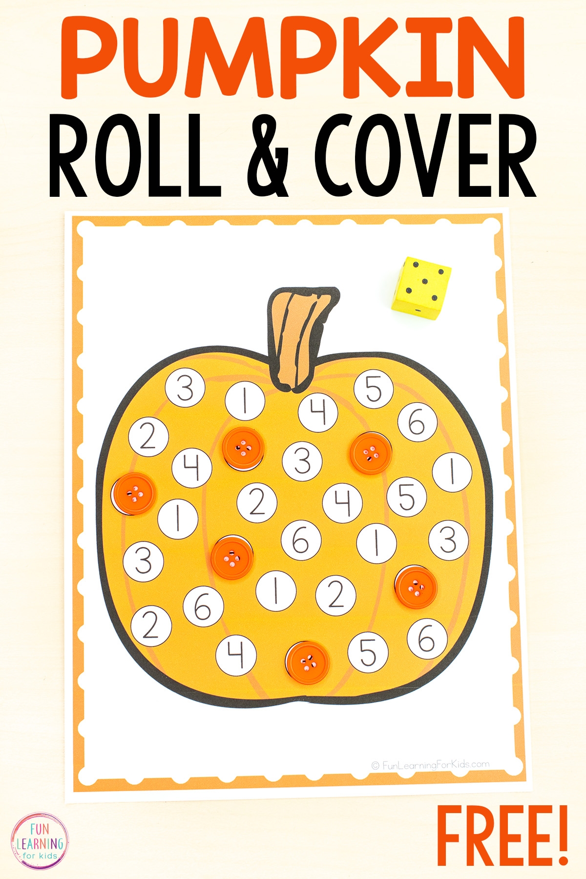 Pumpkin Roll And Cover Number Mats Free Printable