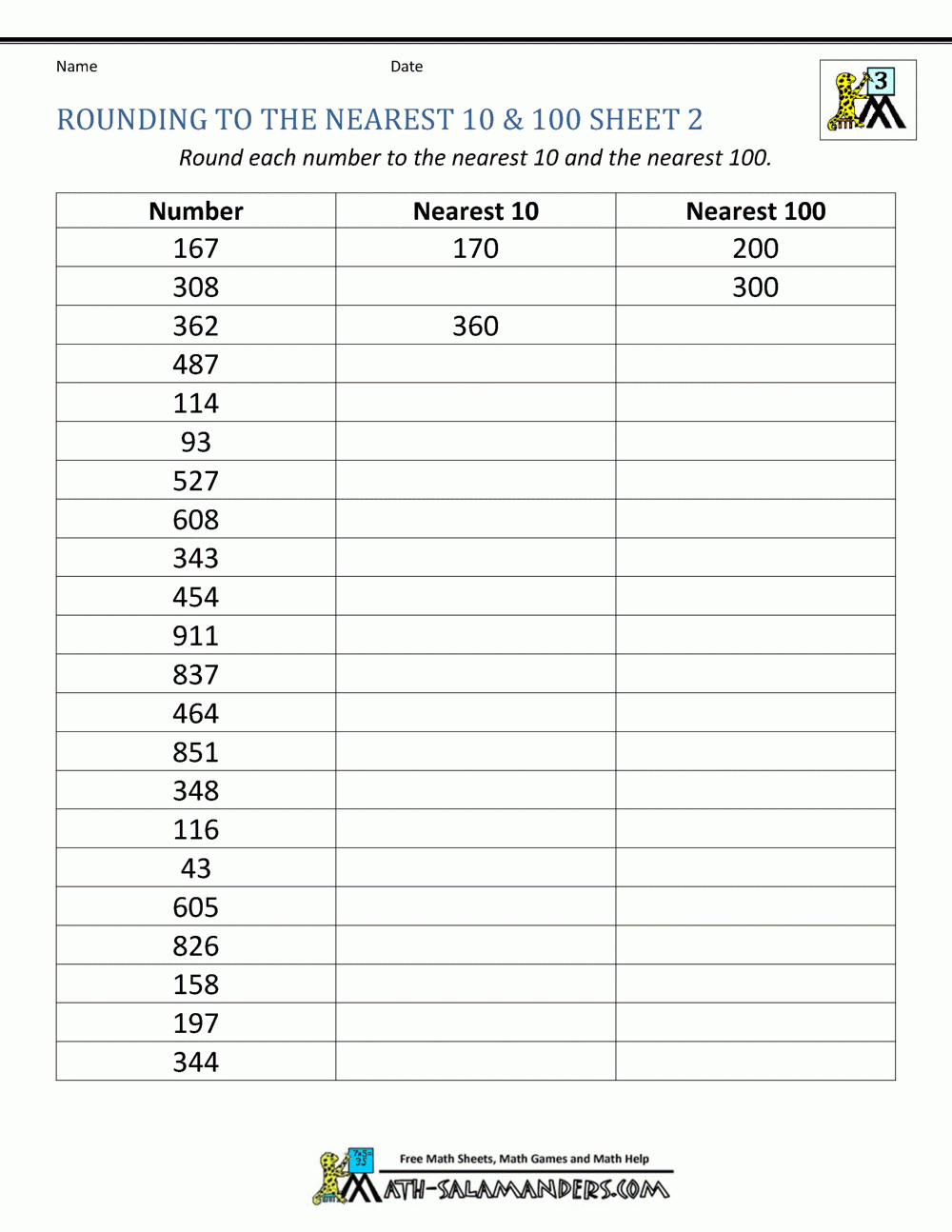 Free Printable Rounding Math Worksheets Free Printable Rounding Math Worksheets
