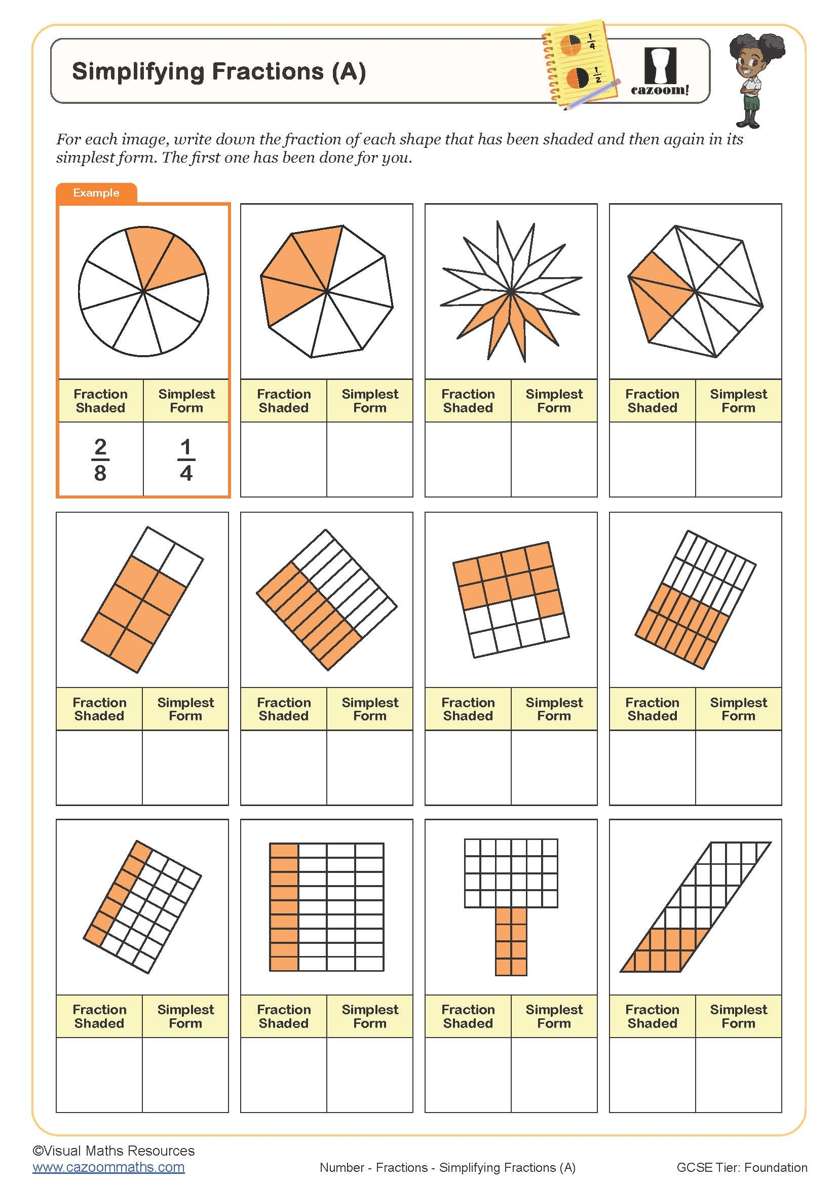 Simplifying Fractions A Worksheet Printable Maths Worksheets Simplifying Fractions A Worksheet Printable Maths Worksheets