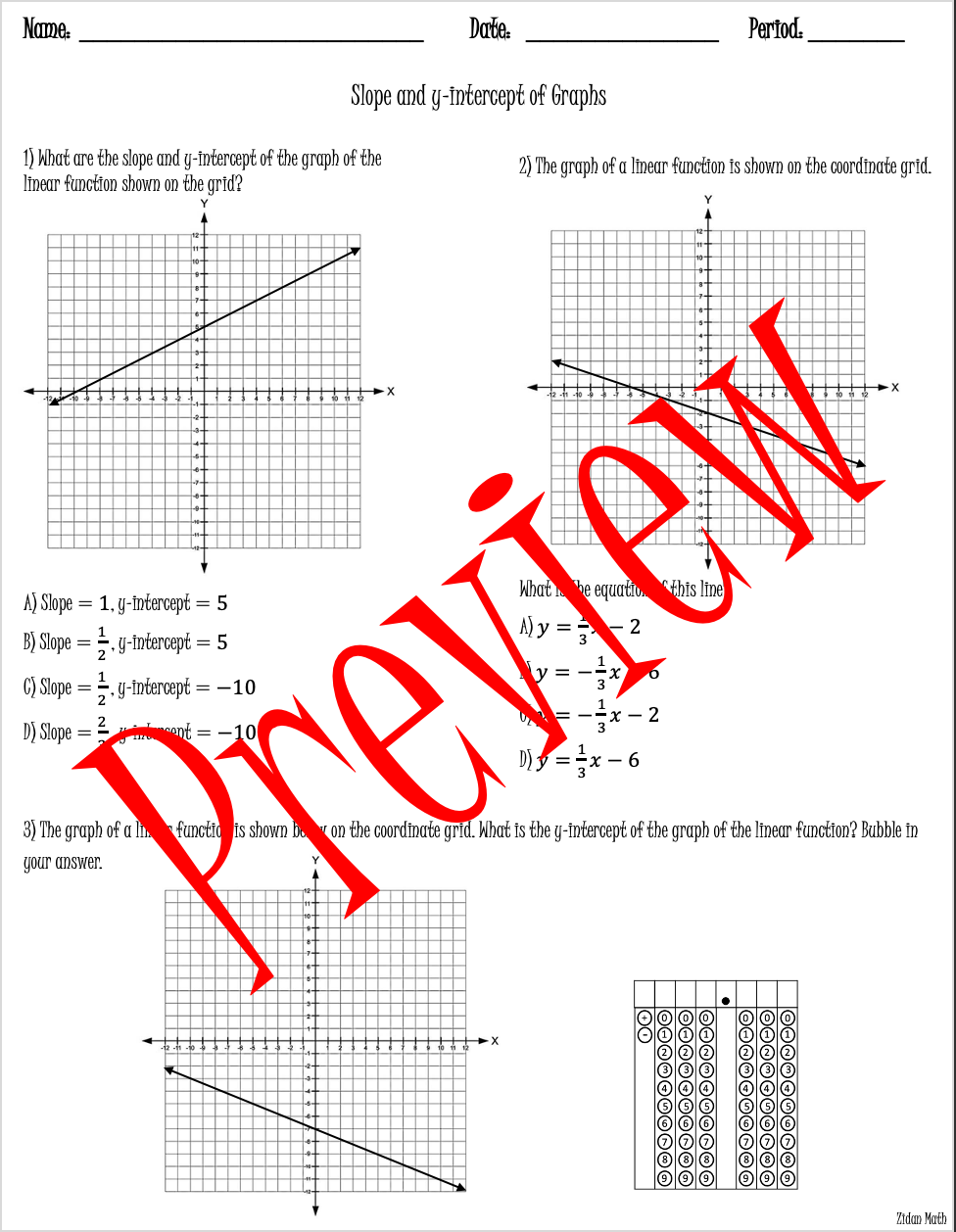 Slope U0026 Y intercept Of Graphs TEK 8 4B 8 4C 8 5I STAAR Level Made By Teachers