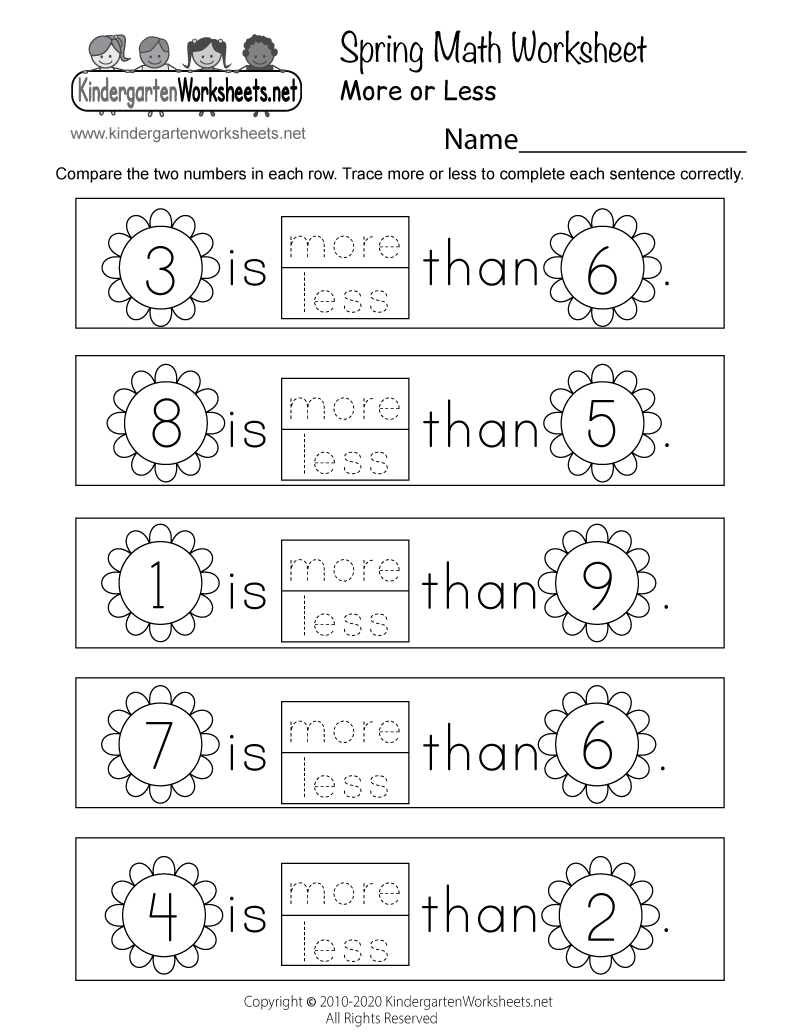 Math Worksheet Kindergarten