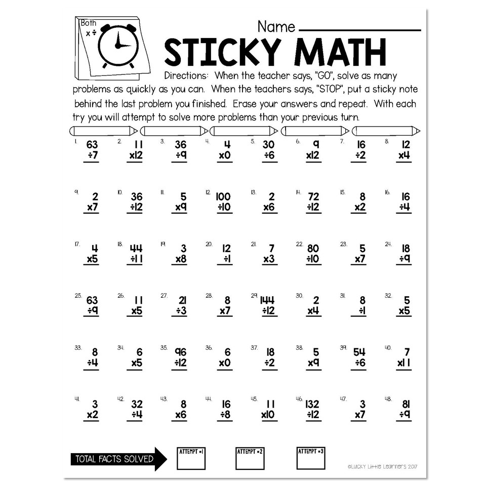 Math Multiplication And Division Worksheets