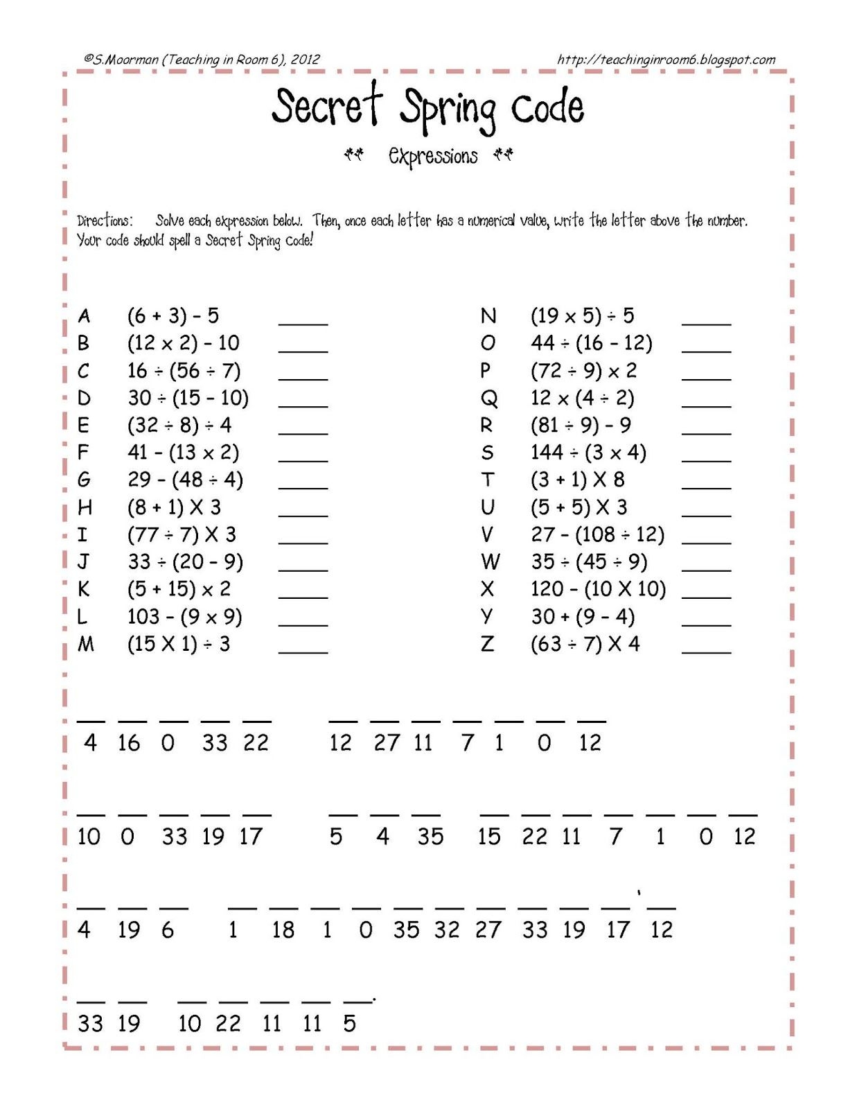 Free Printable Math Worksheets Middle School