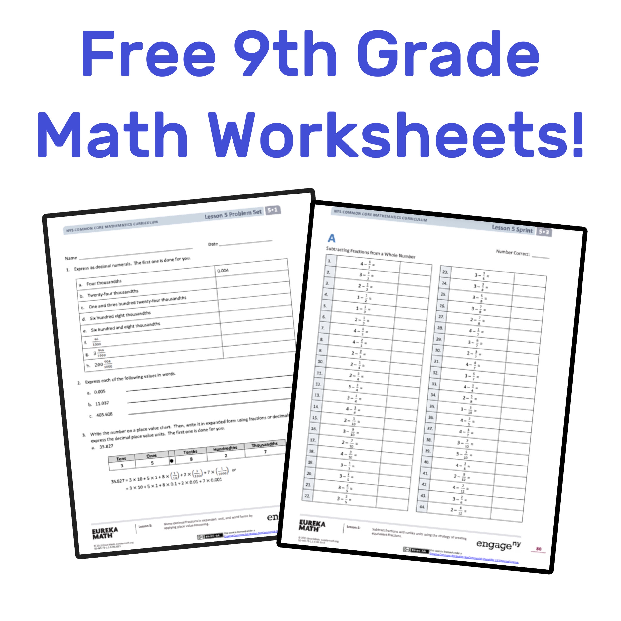 9th Grade Math Worksheets Free Printable