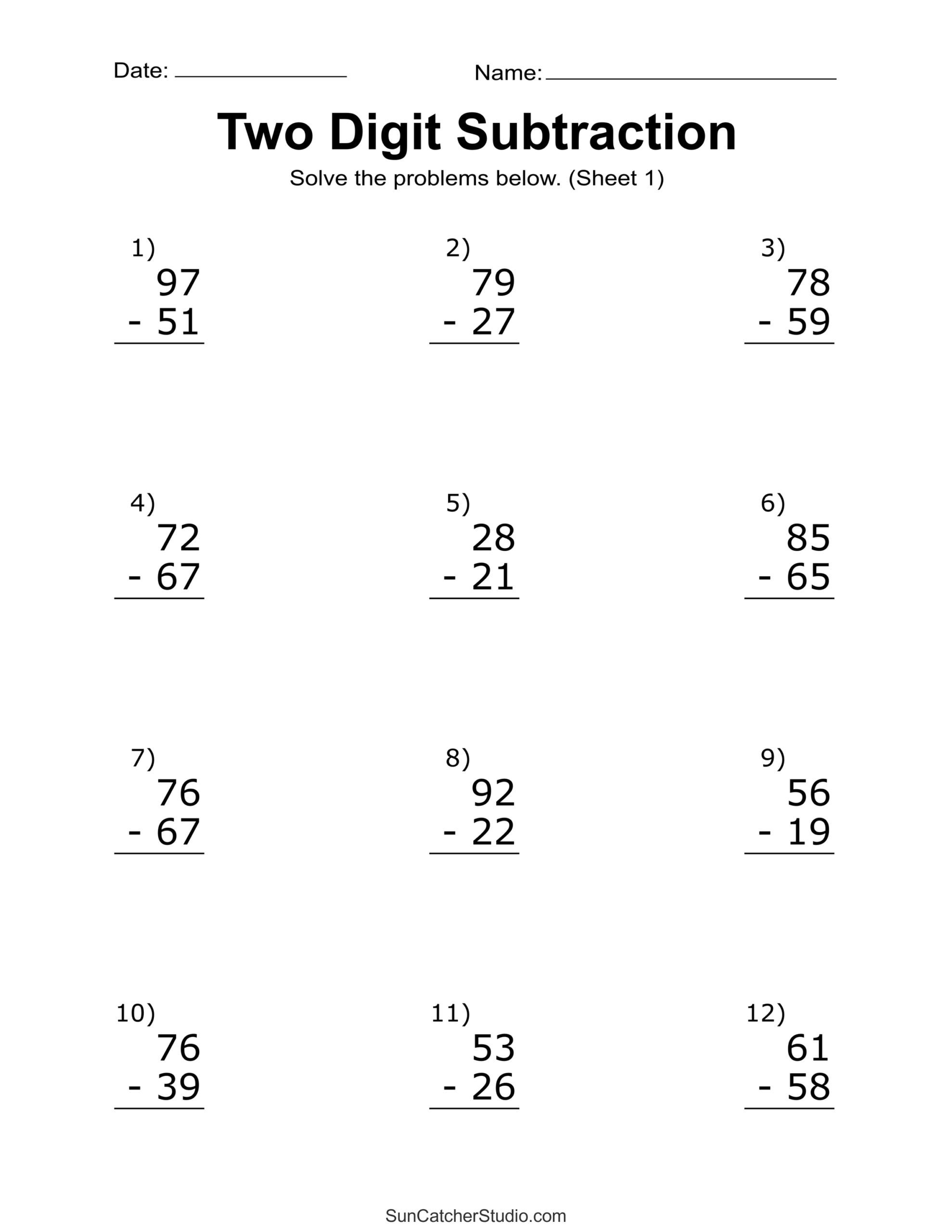 Math Free Printables 2nd Grade Worksheets