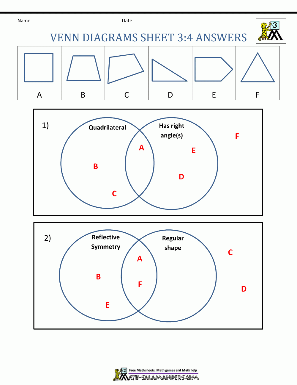 Free Printable Venn Diagram Math Worksheets Free Printable Venn Diagram Math Worksheets