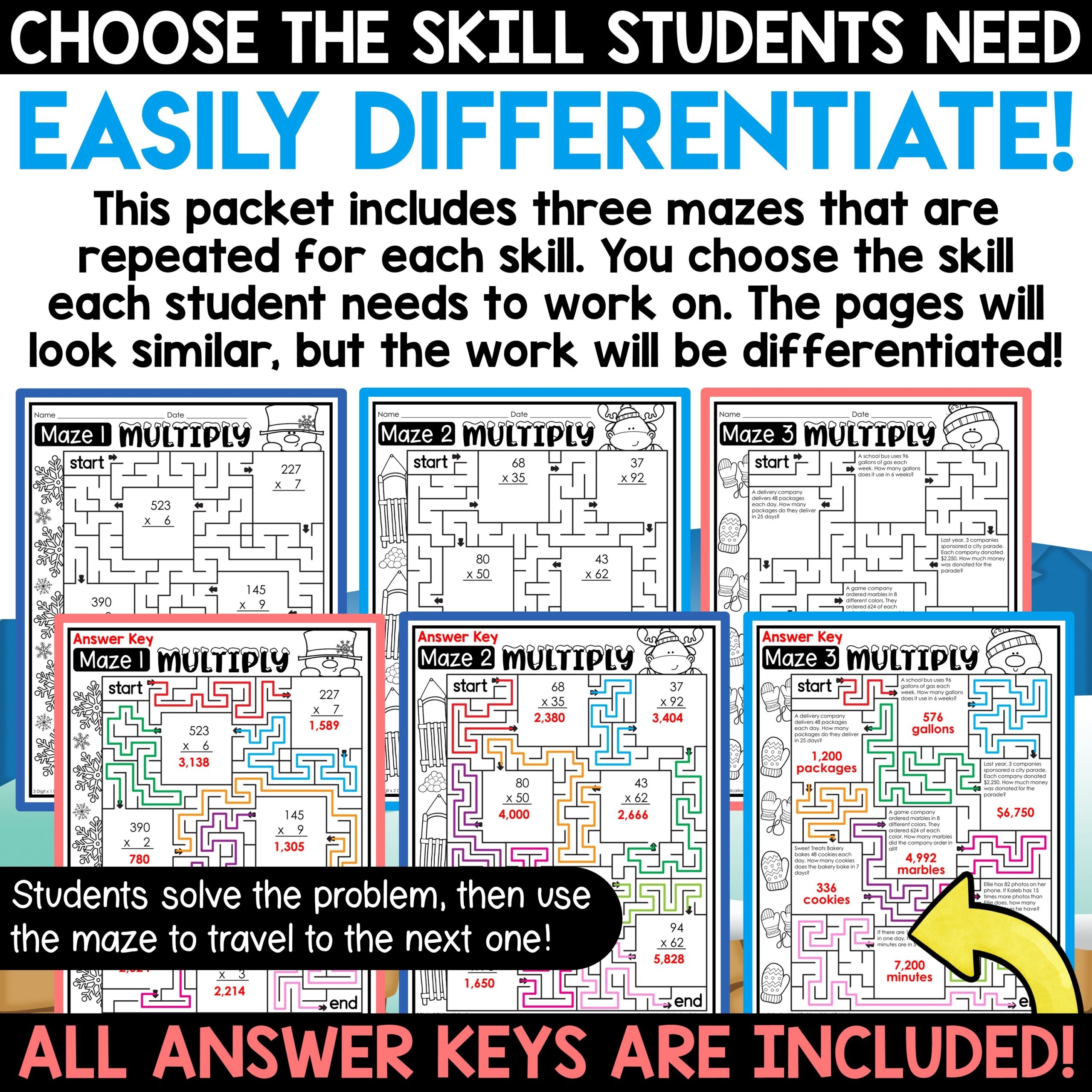 Maze Multiplication And Division Fun Worksheets 4th Grade